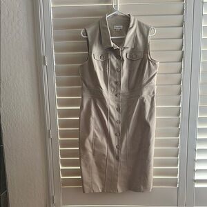 Calvin Klein tailored khaki dress.  Size 14.